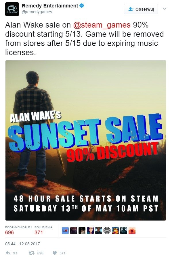 Alan Wake zniknie z regularnej sprzedaży 15 maja [2]