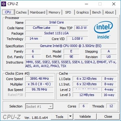 6-rdzeniowy procesor Intel Coffee Lake zidentyfikowany CPU-Z [2]