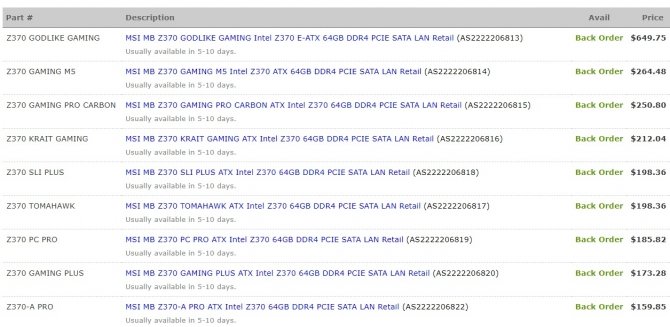 MSI powoli wprowadza do sprzedaży płyty Z370 - znamy ceny [1]