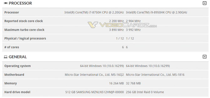 Intel Core i9-8950HK - nowe informacje o mobilnym procesorze [2]