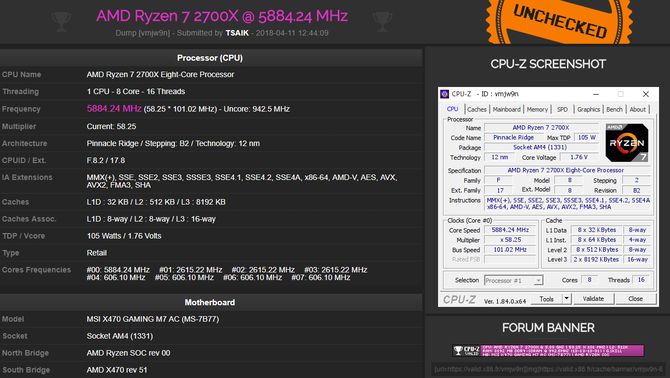 AMD Ryzen 7 2700X i Ryzen 5 2600X podkręcone do 5,8 GHz [1]