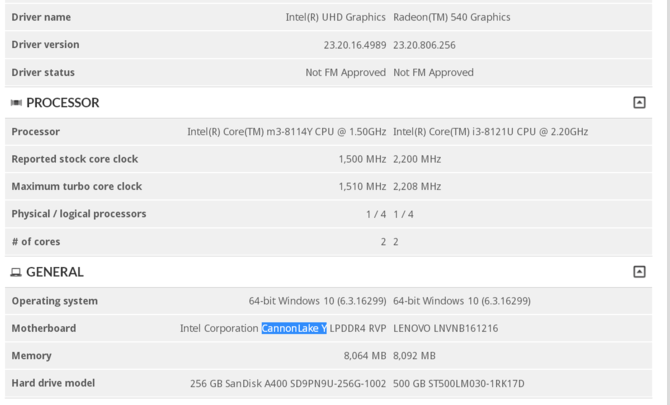 Intel Core m3-8114Y - nowy procesor z serii Cannon Lake-Y [2]