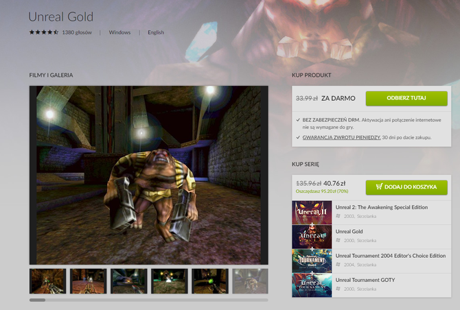 Unreal Gold za darmo na GOG i Steam z okazji 20 urodzin [2]