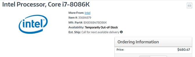 Intel Core i7-8086K trafia do sklepów w wysokich cenach [4]
