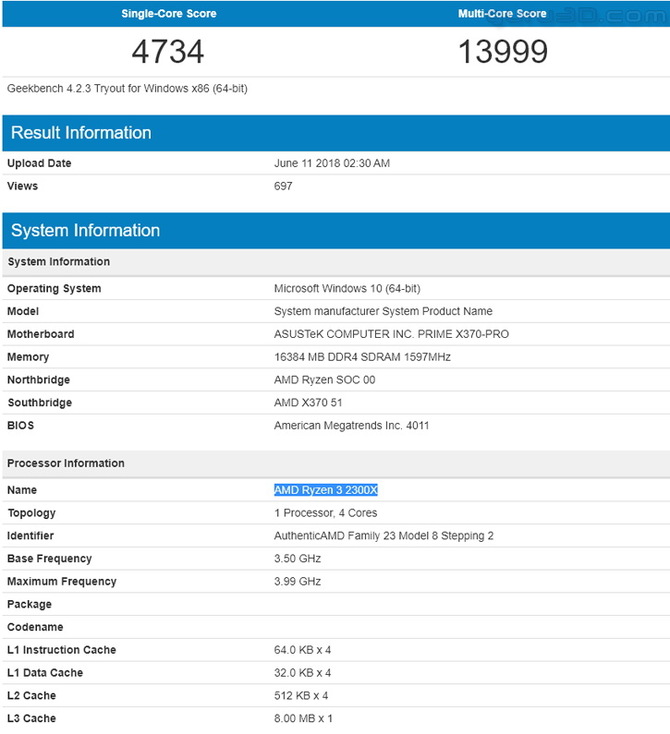 AMD Ryzen 3 2300X i Ryzen 5 2500X - nowe CPU w Geekbench [2]
