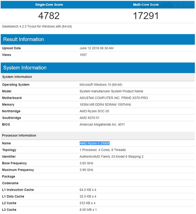 AMD Ryzen 3 2300X i Ryzen 5 2500X - nowe CPU w Geekbench [3]
