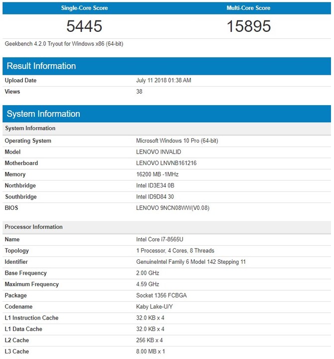 Intel Core i7-8565U - znamy pierwsze wyniki wydajności [2]