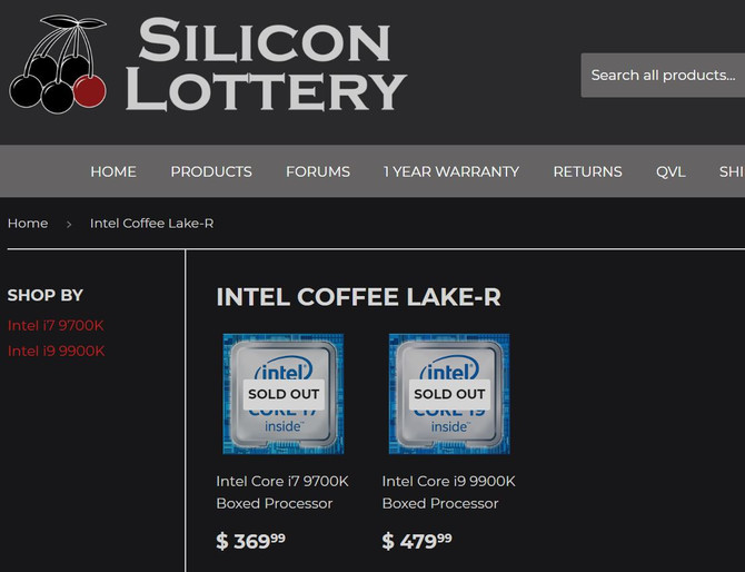 Intel Core i7-9700K i i9-9900K znalezione w sklepie Silicon Lottery [2]