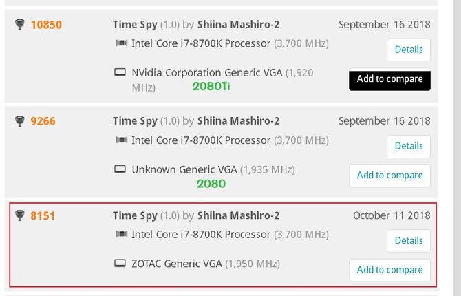 GeForce RTX 2070 tylko nieco szybszy od GTX-a 1080 w 3DMarku [2]