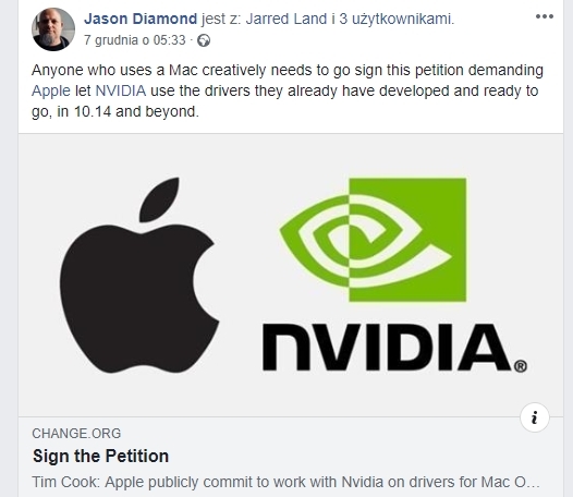 Apple blokuje sterowniki do kart graficznych NVIDIA na Mac OS [1]