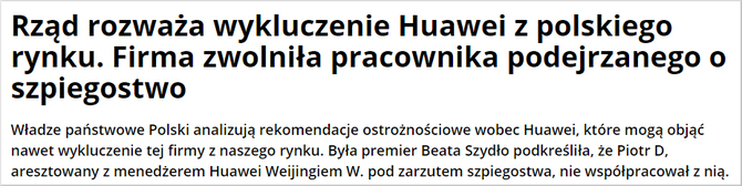 Afera z Huawei przyniesie spadek cen lub zakaz sprzedaży w Polsce [4]