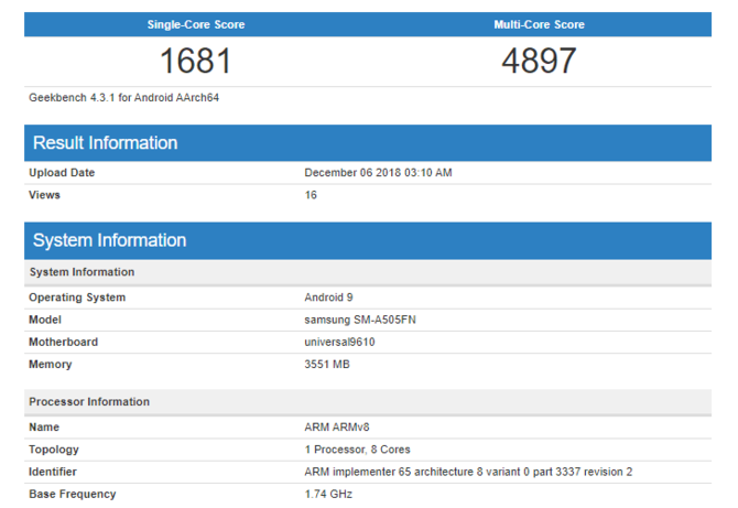 Samsung Galaxy A50 - nowy smartfon przetestowany w Geekbench [3]