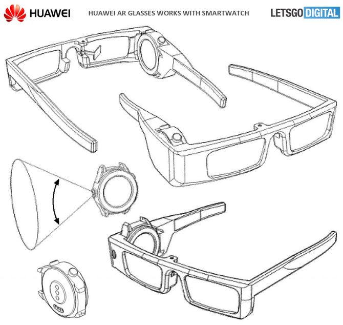 Huawei patentuje okulary AR pracujące w oparciu o smartwatch [3]