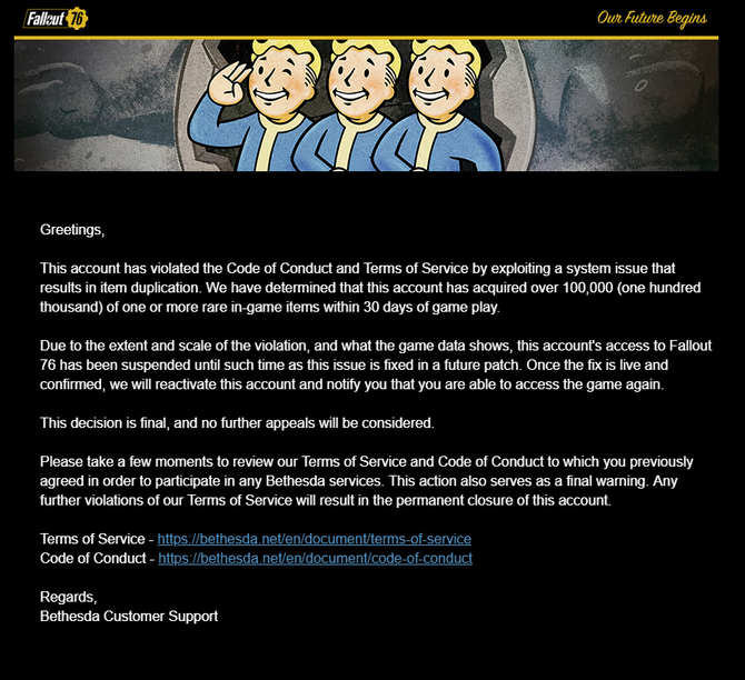 Fallout 76 - Grasz za dużo? Bethesda może cie zbanować [2]