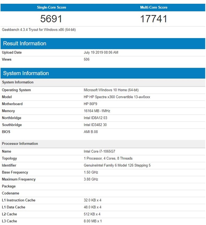 Intel Core i7-1065 G7 - kolejne testy 10 nm procesora Ice Lake-U [3]