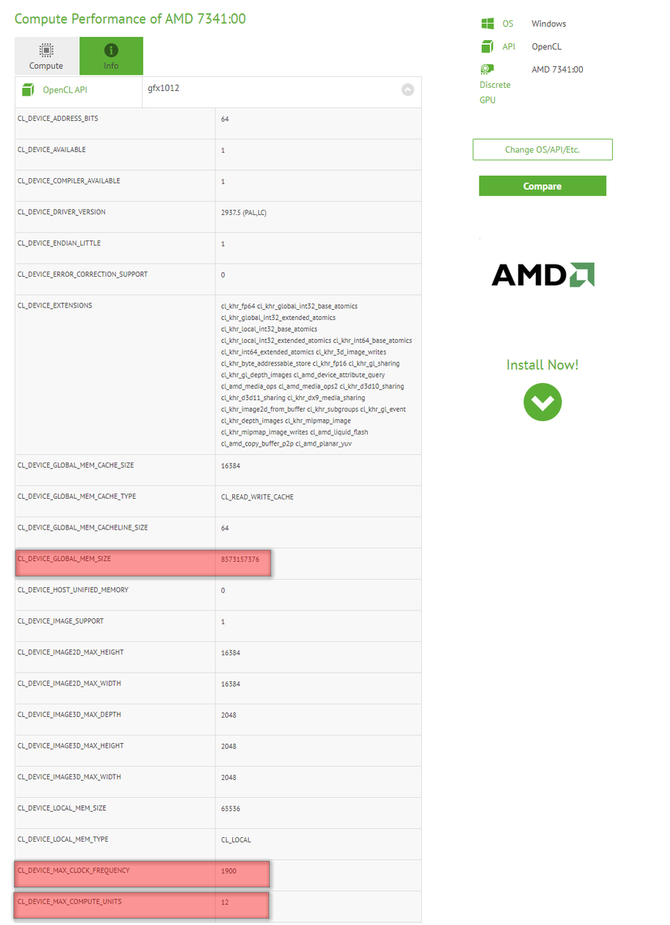 AMD Navi 14 z 8 GB pamięci pojawił się w bazie CompuBench [2]