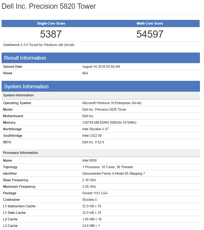 Intel Cascade Lake-X z 18 rdzeniami zauważony w Geekbench [2]