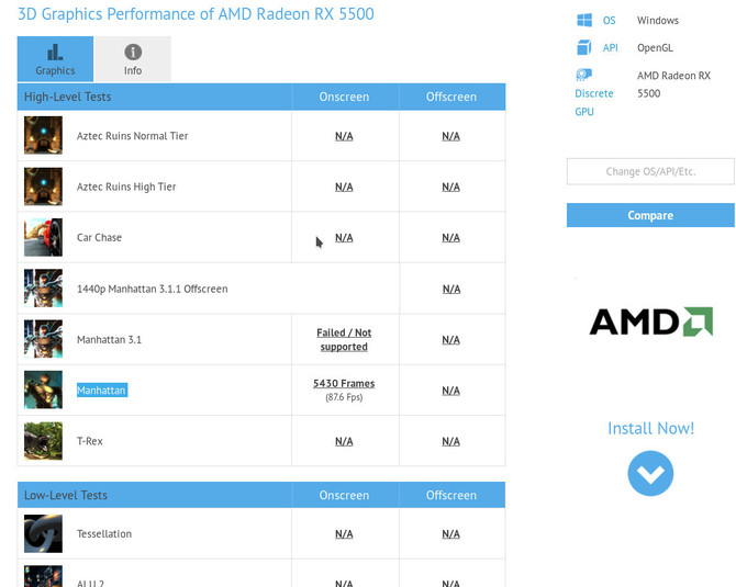 AMD Radeon RX 5500 - karta graficzna znaleziona w GFXBench [2]