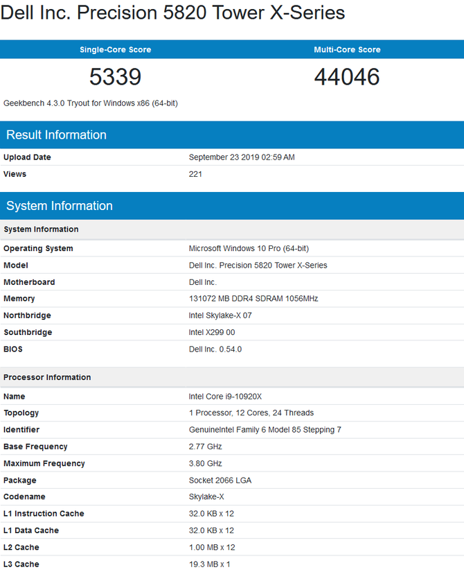 Intel Core i9-10920X oraz Xeon W-2295 z pierwszymi testami [2]