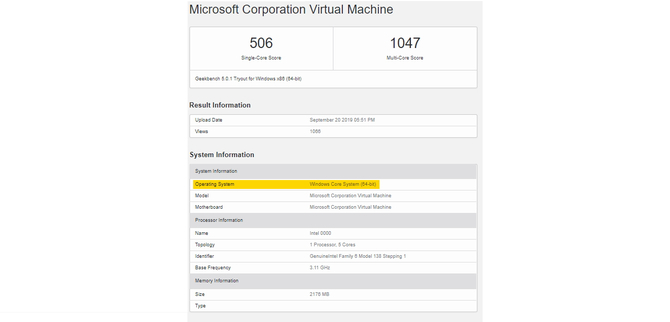 Intel Lakefield wypatrzony w benchmarku na... Windows Core OS [2]