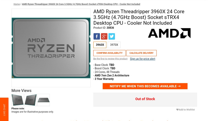 AMD Ryzen Threadripper 3960X i 3970X - Ceny i specyfikacja [1]