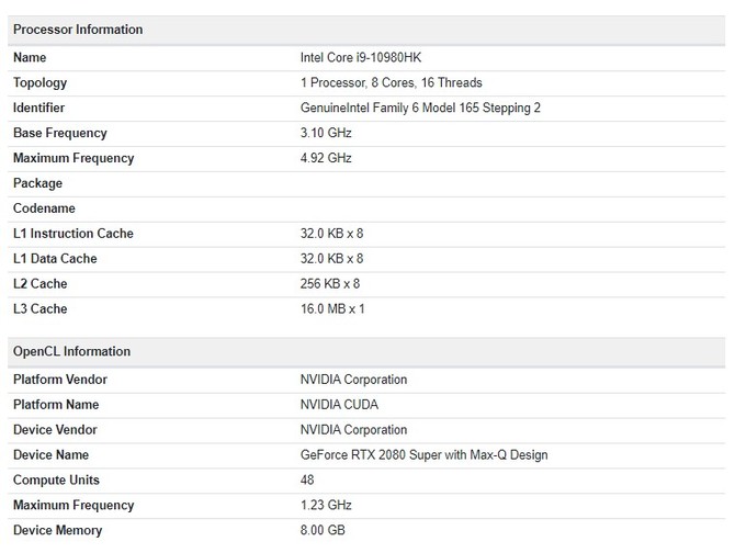 Intel Core i9-10980HK - informacje o flagowym CPU dla laptopów [2]