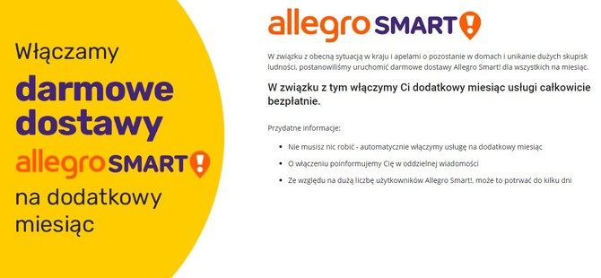 Allegro Smart! od teraz przez miesiąc za darmo dla użytkowników [2]