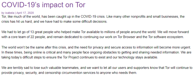 Tor: Firma zwalnia jedną trzecią pracowników z powodu kryzysu [2]