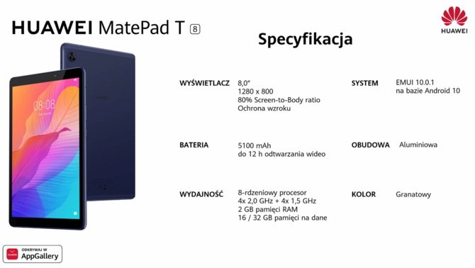 Tablet Huawei MatePad T8 oficjalnie, a mBank trafia do AppGallery [3]