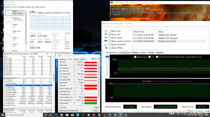 Intel Core i9-10900K bez OC osiąga 93C na chłodzeniu wodnym [1]