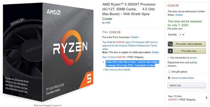 AMD Ryzen 3000XT - Amazon potwierdza ceny oraz specyfikację [2]
