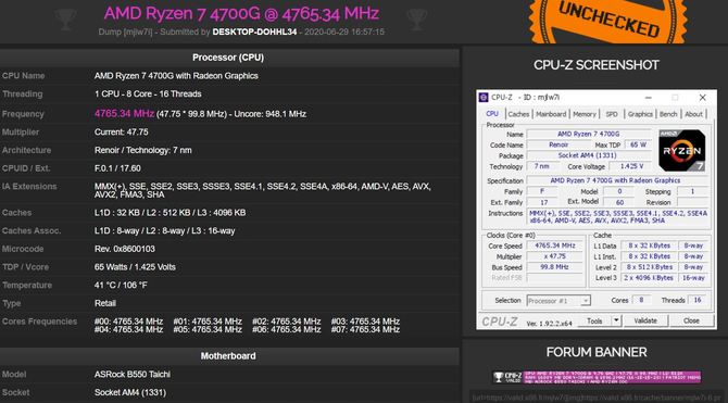 AMD Ryzen 7 4700G podkręcony do 4,765 GHz na płycie B550 [2]