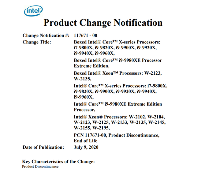 Intel Skylake-X Refresh - niesławne procesory wycofywane z oferty [2]