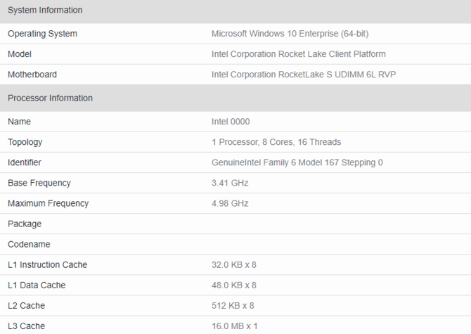 Intel Rocket Lake-S - odkryto nowy procesor o taktowaniu 5 GHz [2]