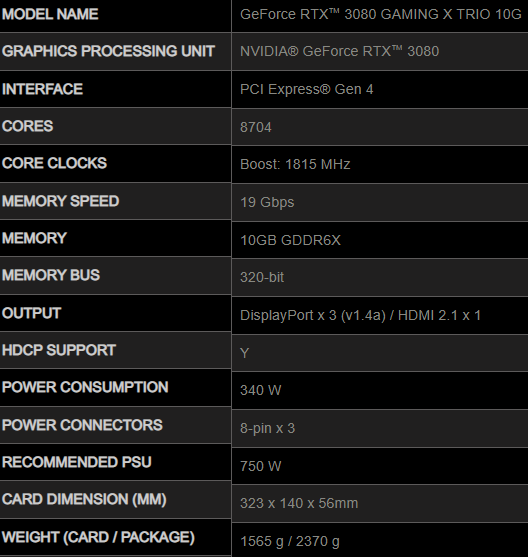 GeForce RTX 3080 - nowe szczegóły kart od ASUS, MSI oraz Gigabyte [7]