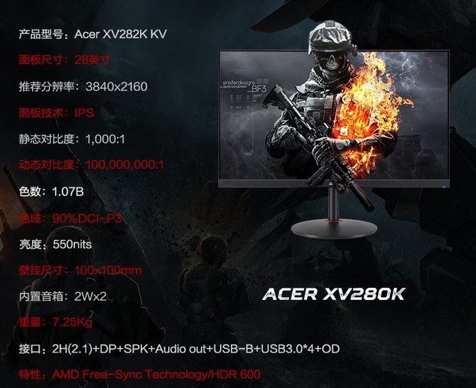 Acer XV282K KV - monitor 4K 144 Hz dla graczy ze złączem HDMI 2.1 [5]