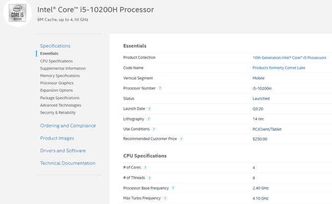 Intel Core i7-10870H oraz i5-10200H - nowe procesory Comet Lake-H [3]