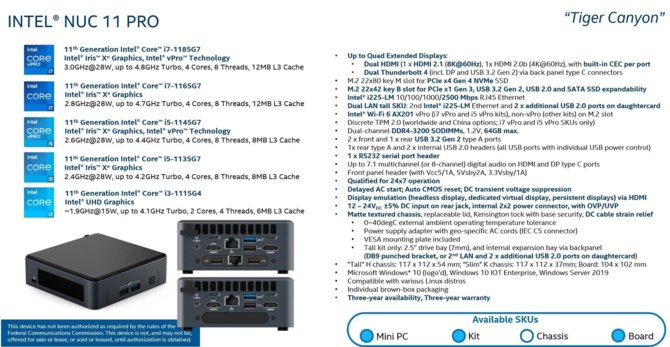 Intel NUC 11 Pro - znamy pełną specyfikację PC z Intel Tiger Lake [2]
