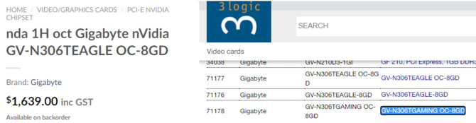 Gigabyte RTX 3060 Ti Aorus, Gaming i Eagle zauważone w bazie EEC [1]