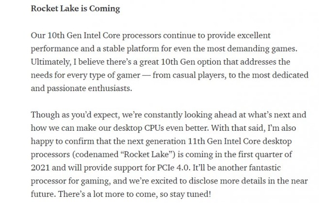 Intel Rocket Lake - producent potwierdza premierę procesorów [2]