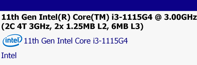 Intel Core i3-1115G4 - budżetowy procesor z rodziny Tiger Lake-U [1]