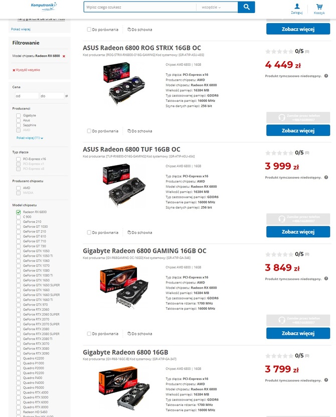 Radeon RX 6800 i RX 6800 XT - fatalna dostępność wszystkich GPU [9]