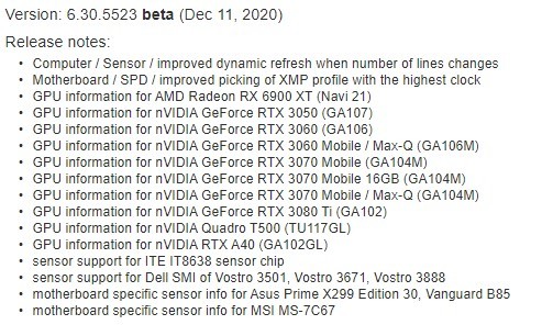 AIDA64 z nową wersją dodającą wsparcie dla NVIDIA GeForce RTX 3080 Ti, RTX 3060, RTX 3050 oraz mobilnych układów RTX 3000 [2]