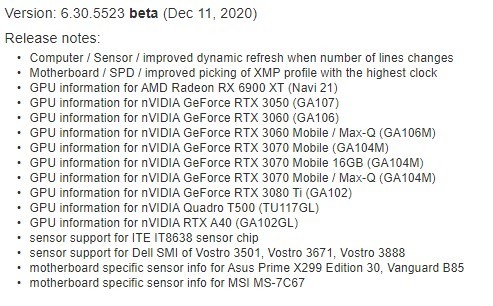 AIDA64 z nową wersją dodającą wsparcie dla NVIDIA GeForce RTX 3080 Ti, RTX 3060, RTX 3050 oraz mobilnych układów RTX 3000 [2]