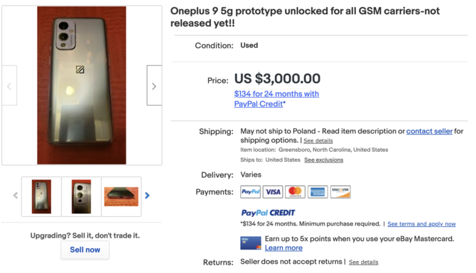 OnePlus 9 5G – prototyp smartfona pojawił się na internetowej aukcji w serwisie eBay. Poznaliśmy specyfikację i wygląd [2]