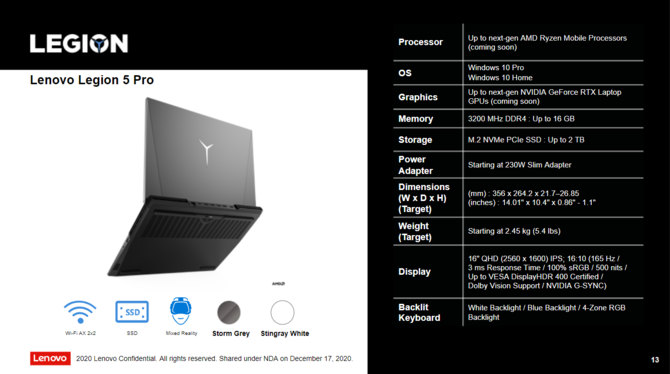 Lenovo Legion 7, Legion 5 Pro i Legion Slim 7 - gamingowe laptopy z AMD Cezanne-H i kartami GeForce RTX 3060, RTX 3070 i RTX 3080 [4]