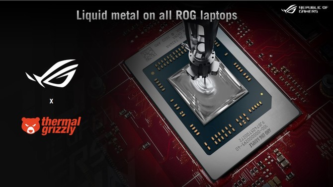 Laptopy ASUS ROG - producent pokazuje nam proces nakładania ciekłego metalu na procesory AMD Ryzen 5000 - APU Cezanne [1]