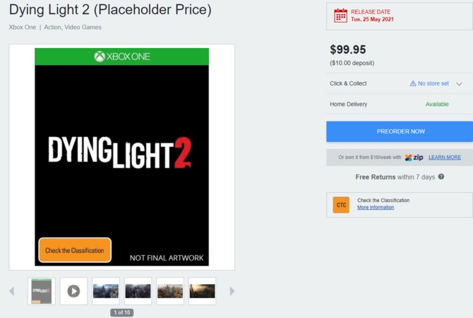 Dying Light 2 - Wyciekła prawdopodobna data premiery gry Techlandu. Pojawiła się w australijskim sklepie internetowym [2]