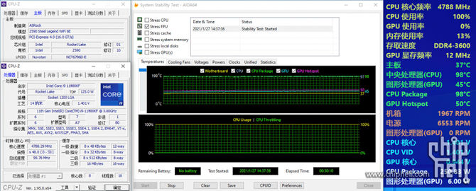 Intel Core i9-11900KF osiąga wysokie temperatury na chłodzeniu AiO 360 mm. Parametr PL2 zbliżony do Core i9-10900K [2]