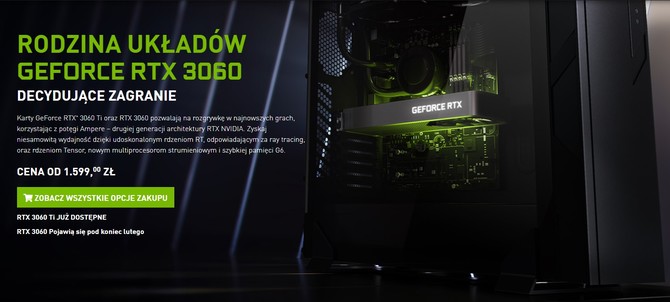 NVIDIA GeForce RTX 3060 12 GB zadebiutuje 25 lutego. Karty graficzne już teraz są wykupywane przez kopaczy [2]